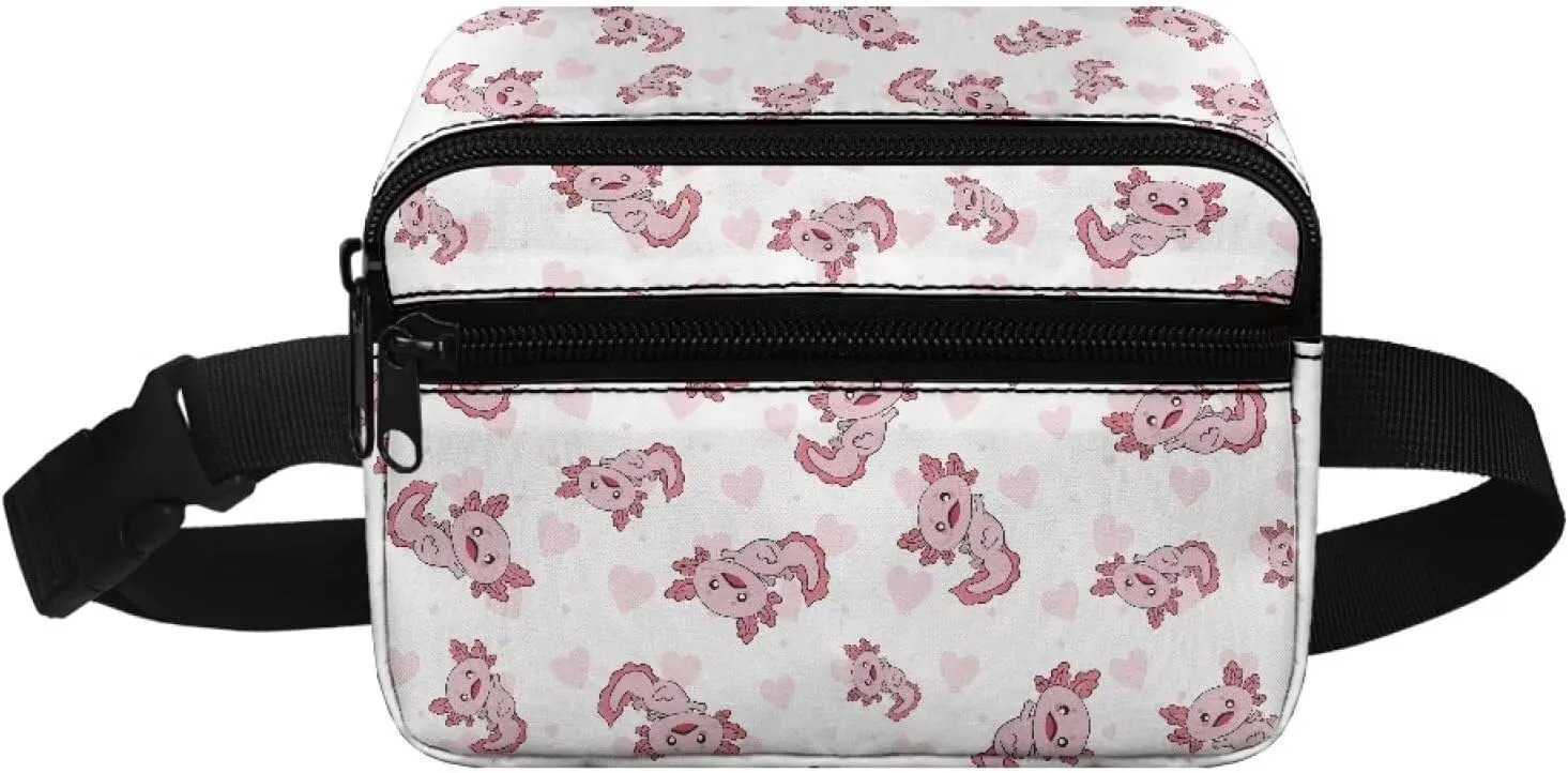 GIFTPUZZ Axolotl Children Kids Waist Bag Toddler Baby Fanny Pack Pink Travel Bag Girls Fanny Pack for Travel Axolotl Belt Bag Small