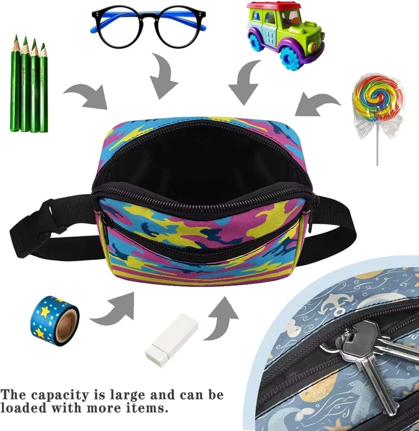 GIFTPUZZ Camouflage Waist Pack for Phone Kids Girl for Women Men Kids Outdoors Casual Travelling Hiking Cycling Fall Running Fanny Pack Belt Bag Slim