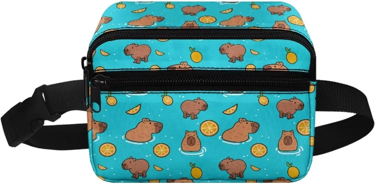GIFTPUZZ Capybara Small Fanny Pack for Kids Waist Bag with Adjustable Belt for Children Sport Running, Camping, Trip aist Pack Cool Design Fanny Belt Bags