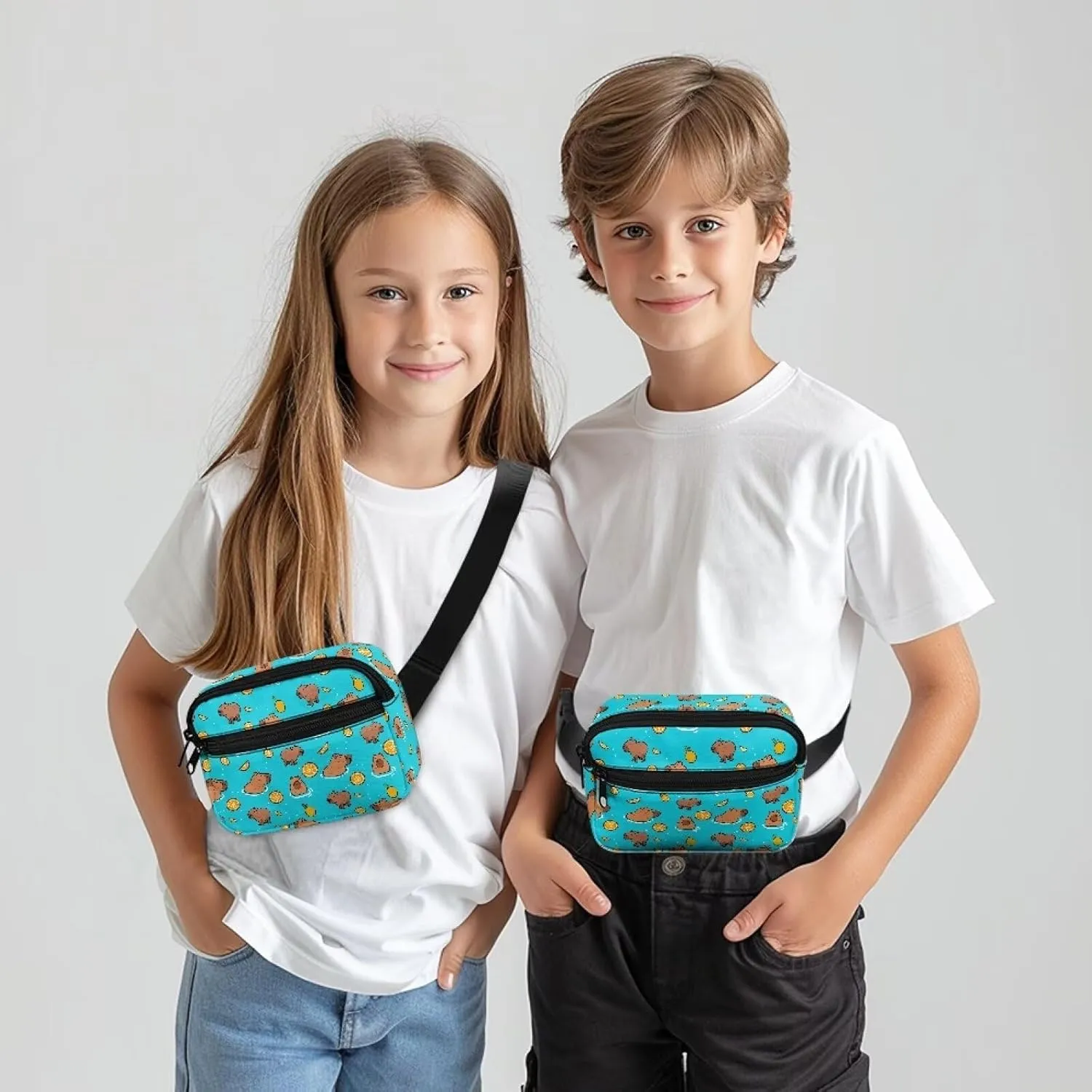 GIFTPUZZ Capybara Small Fanny Pack for Kids Waist Bag with Adjustable Belt for Children Sport Running, Camping, Trip aist Pack Cool Design Fanny Belt Bags
