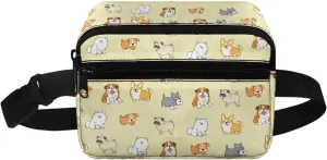 GIFTPUZZ Cute Dogs Kids Waist Packs for Holiday Festival Travel Party Waist Bag anny Pack 2 Pockets Hands Free Belt Bags for Boys
