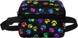 GIFTPUZZ Dog Paws Waist Bag Small Waist Bag Sport Waist Pouch Fit Hiking Workout Cycling Walking Travel Hip Bum Pocket Phone Pouch