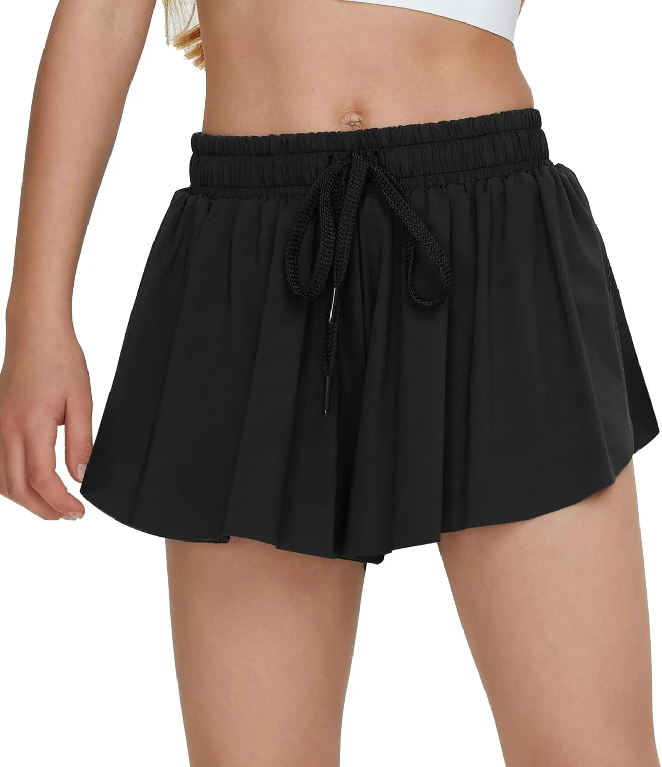 Girl Kids Flowy Shorts with Pocket Youth Butterfly Athletic Shorts Running Titness Shorts Active Workout Sports