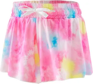 Girls Butterfly Shorts Unicorn Running Shorts 2 in 1 Flowy Athletic Shorts Casual Skirt for Teens Kids