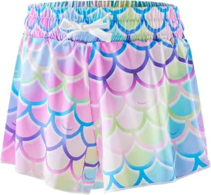 Girls Butterfly Shorts Unicorn Running Shorts 2 in 1 Flowy Athletic Shorts Casual Skirt for Teens Kids