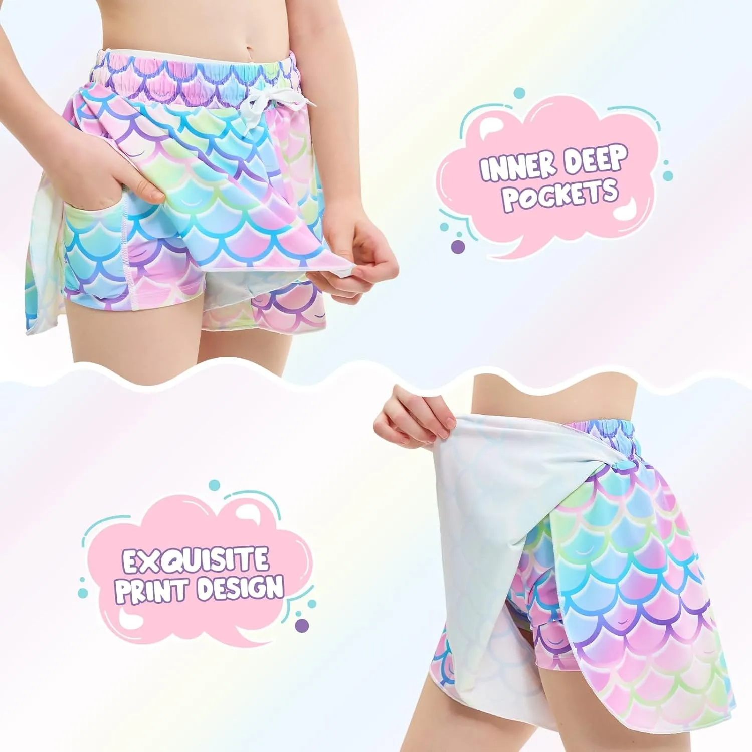Girls Butterfly Shorts Unicorn Running Shorts 2 in 1 Flowy Athletic Shorts Casual Skirt for Teens Kids