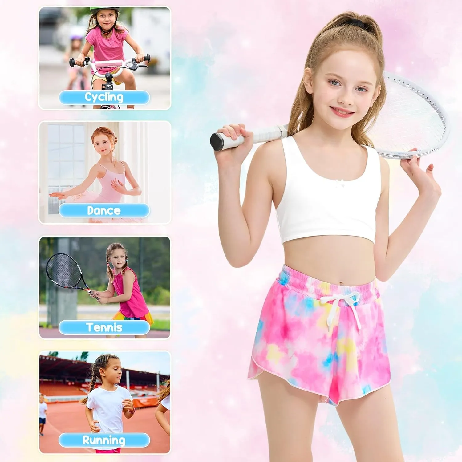 Girls Butterfly Shorts Unicorn Running Shorts 2 in 1 Flowy Athletic Shorts Casual Skirt for Teens Kids