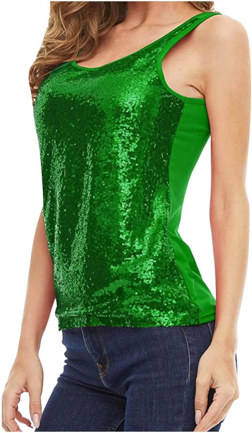 Glitter Camisole for Women Sparkly Sequin Tank Top Sleeveless Sparkle Shimmer Vest Shirts Shimmer Rave Party Vest Tops