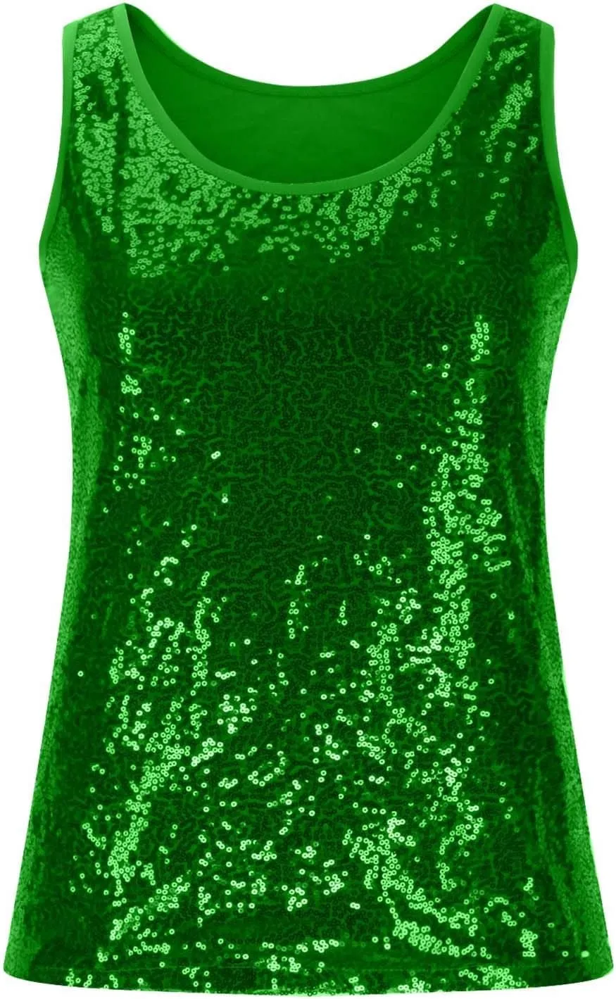 Glitter Camisole for Women Sparkly Sequin Tank Top Sleeveless Sparkle Shimmer Vest Shirts Shimmer Rave Party Vest Tops