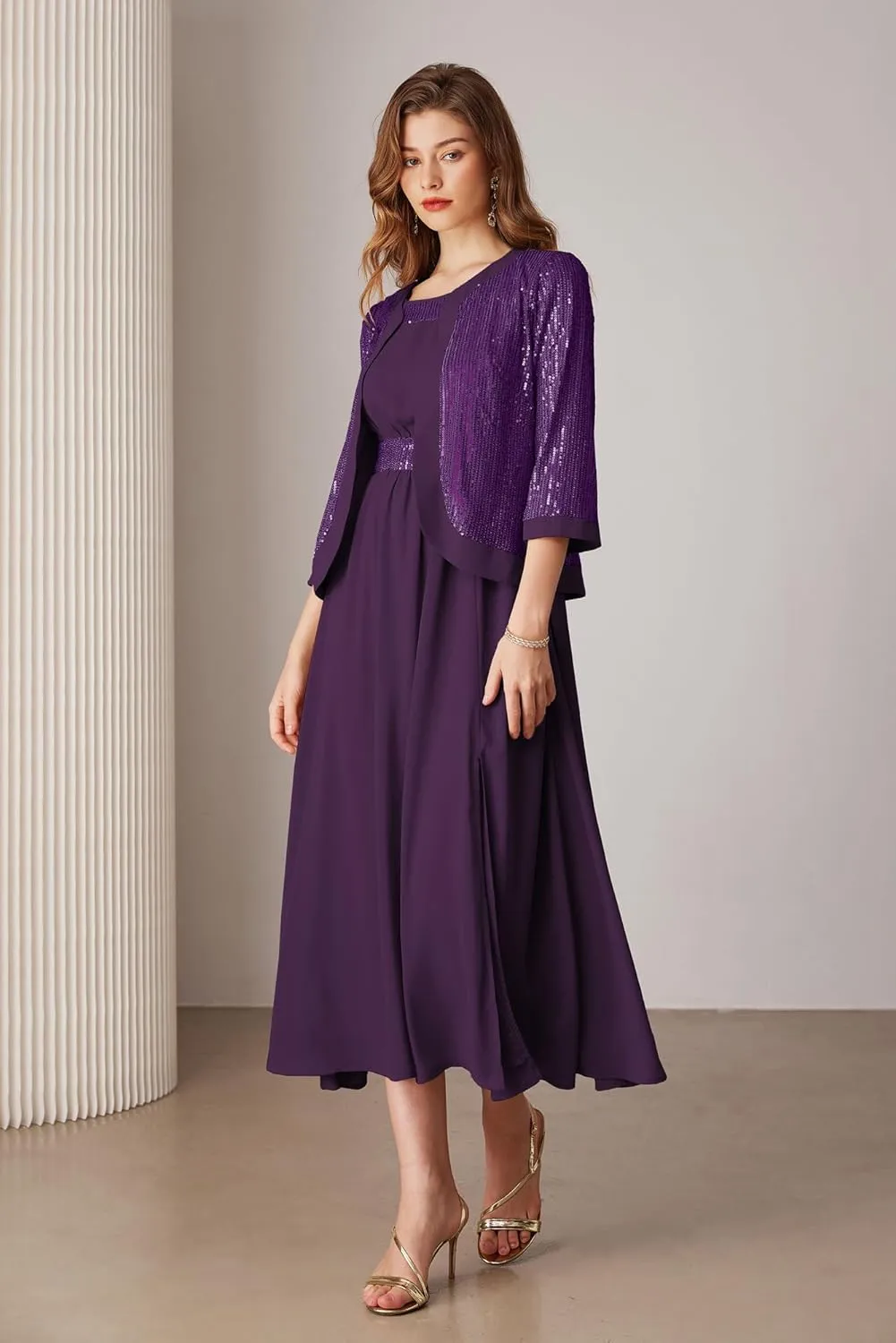 GRACE KARIN Women's Formal Dresses Mother of The Bride Dresses for Wedding Party Cocktail Dress Two Piece Dress Sequin Dress