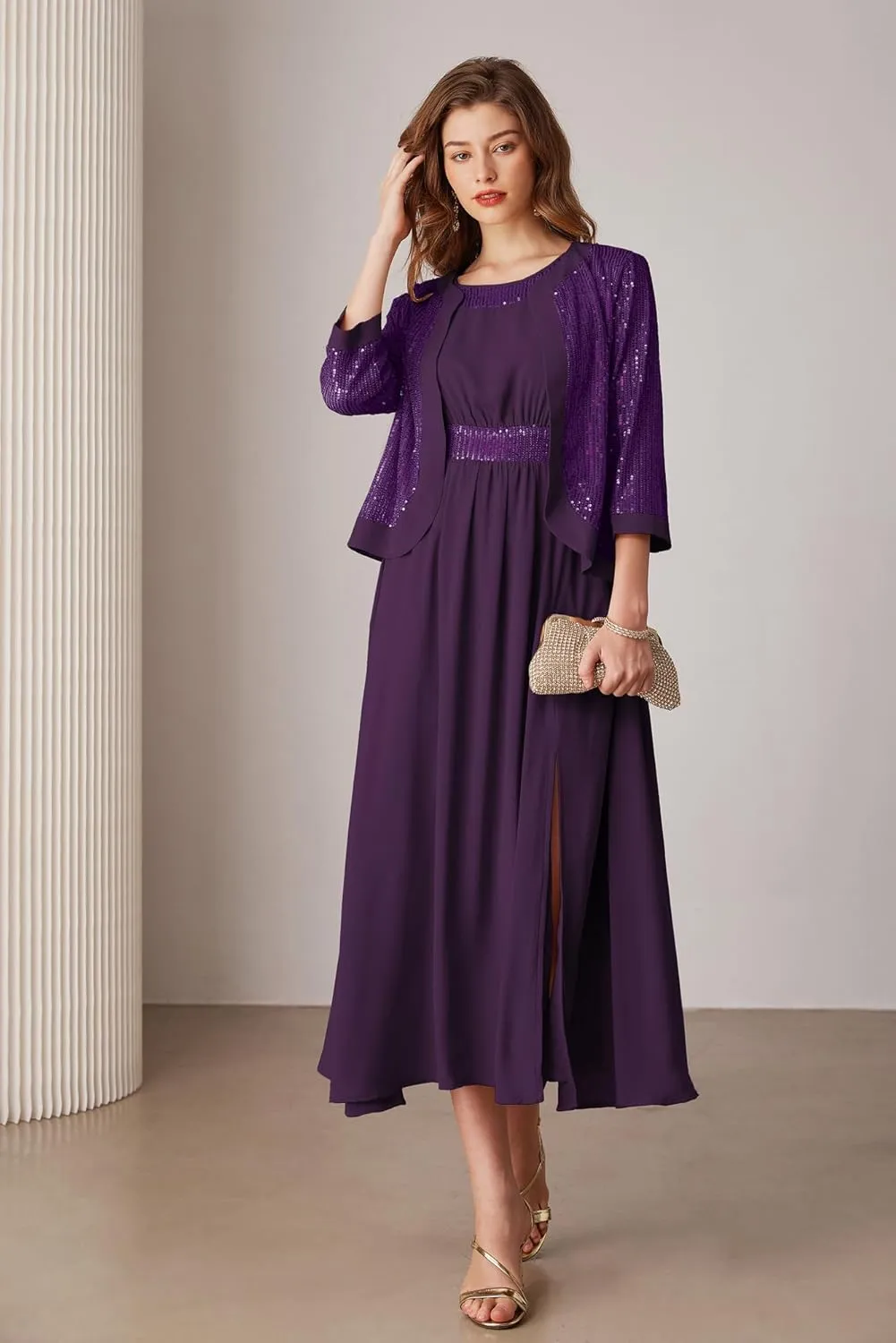 GRACE KARIN Women's Formal Dresses Mother of The Bride Dresses for Wedding Party Cocktail Dress Two Piece Dress Sequin Dress