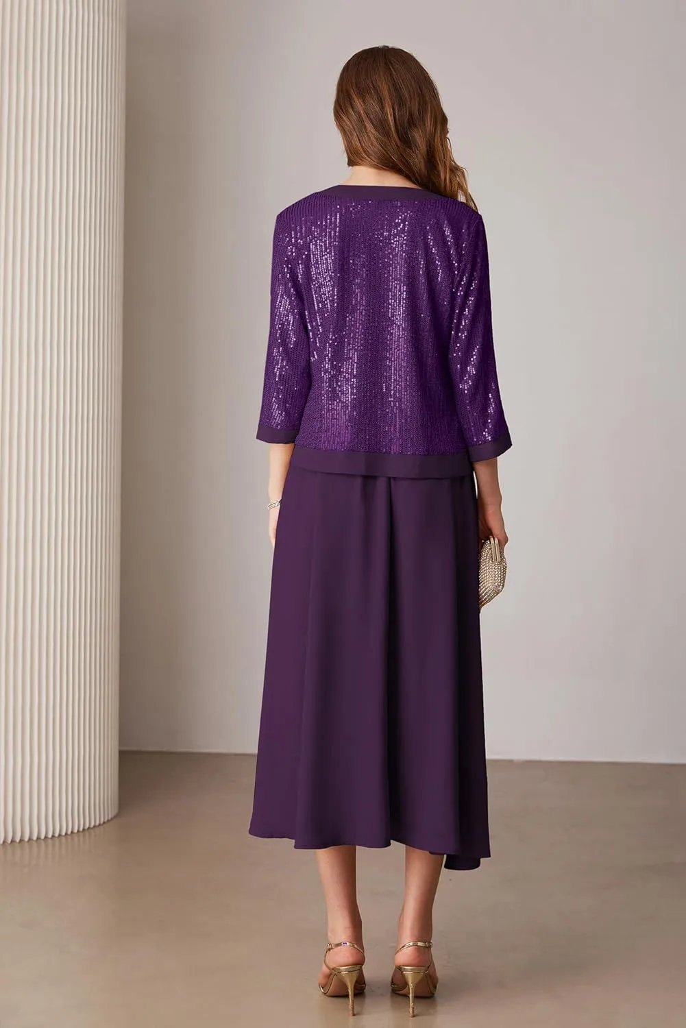 GRACE KARIN Women's Formal Dresses Mother of The Bride Dresses for Wedding Party Cocktail Dress Two Piece Dress Sequin Dress