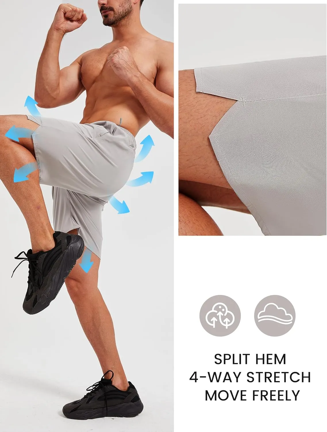 Gym Running Shorts Workout Shorts for Men 7 Inches Quick Dry Lightweight Athletics Shorts with Zipper Pockets