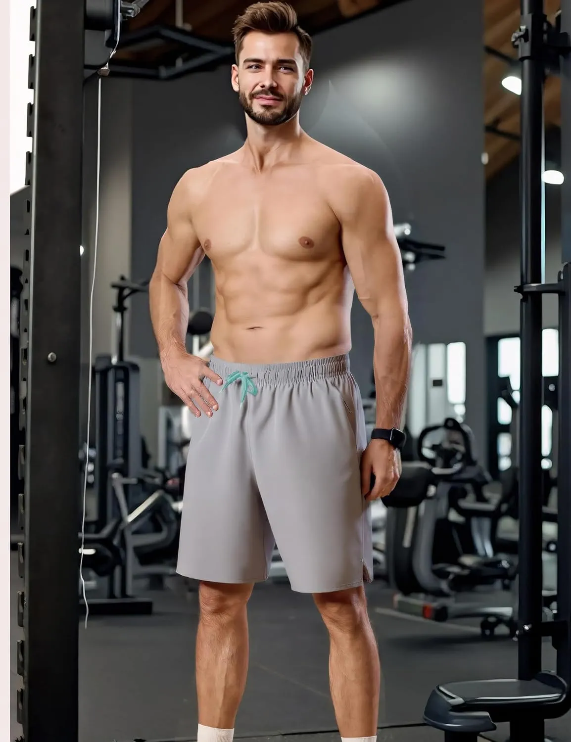 Gym Running Shorts Workout Shorts for Men 7 Inches Quick Dry Lightweight Athletics Shorts with Zipper Pockets