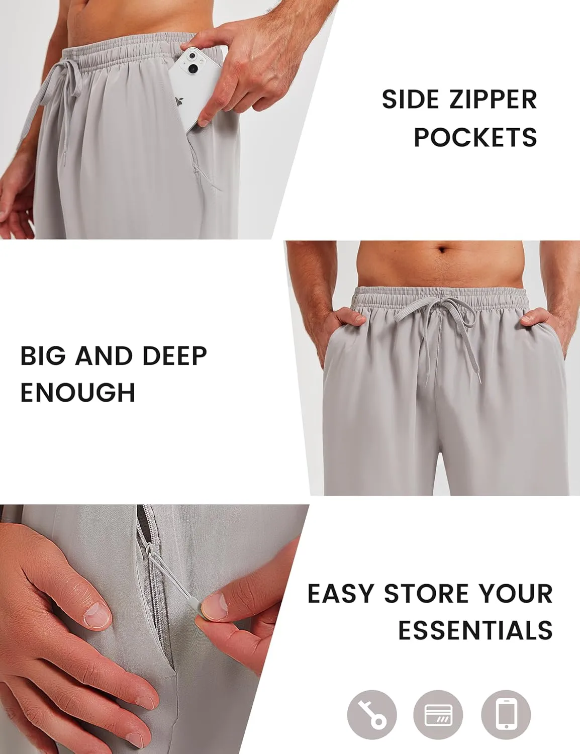 Gym Running Shorts Workout Shorts for Men 7 Inches Quick Dry Lightweight Athletics Shorts with Zipper Pockets