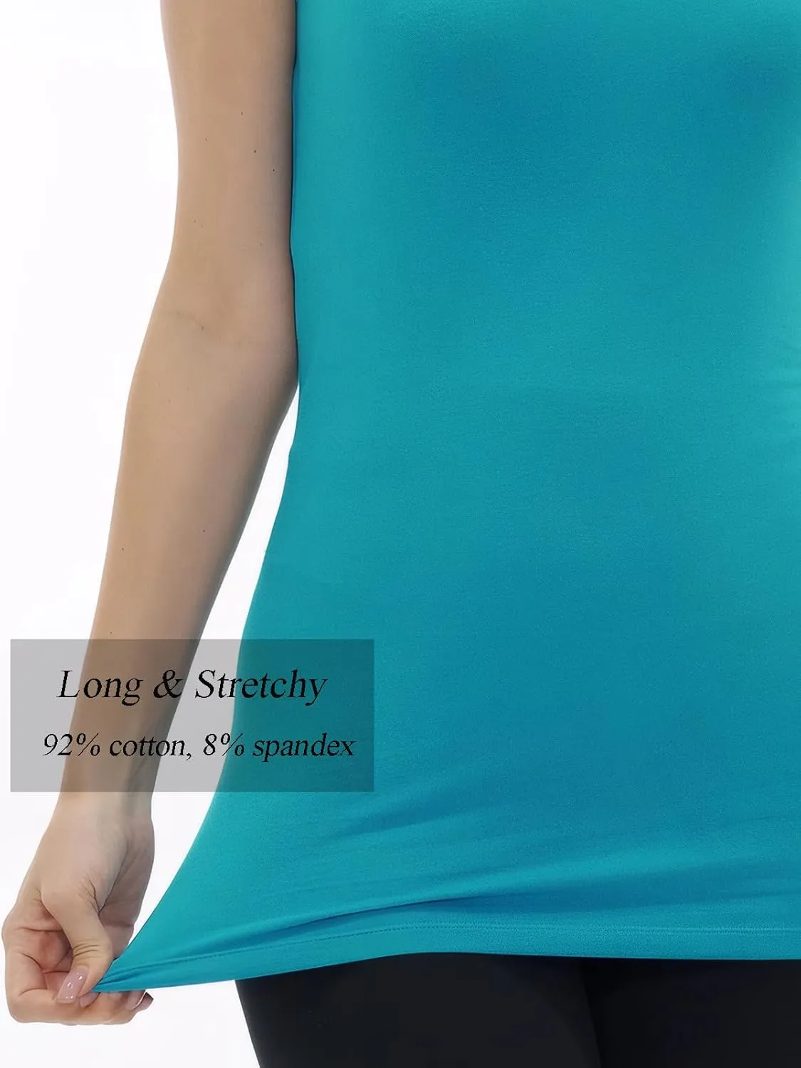 H HIAMIGOS Racerback Long Tank Tops for Women Stretchy Cotton Sleeveless Undershirts Gym Workout Sports Shirts 3 Packs