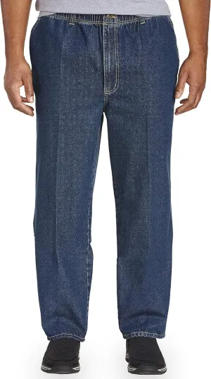 Harbor Bay by DXL Men's Big and Tall Full Elastic Waist Jeans | All-Day Comfort with Loose Fit, Elasticized Comfort Waistband