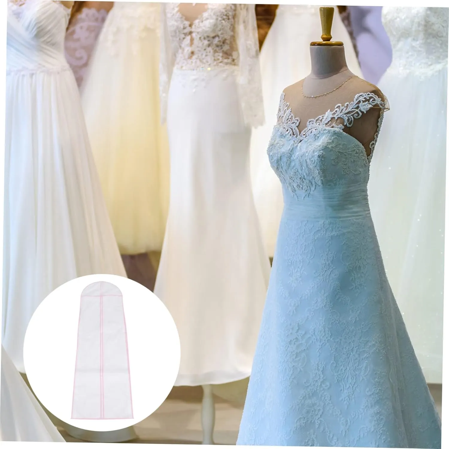 Healifty 1Pc Nonwoven Bridal Gown Garment Bag Long Edge Dress Cover Lightweight Wedding Dress Protector for Storage Travel Prevents Dust Wrinkles