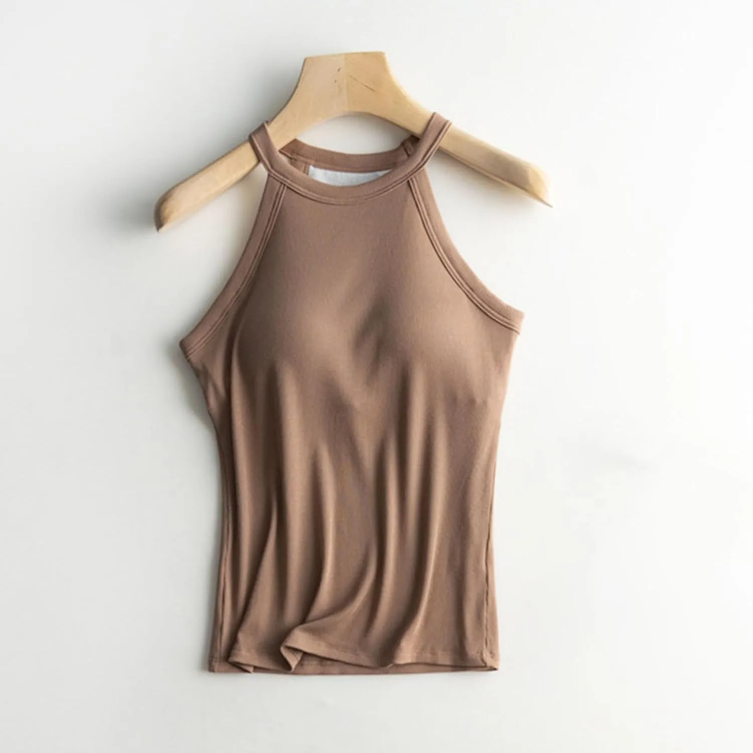 Heevina Tank Tops With Built In Bras For Women Halter Camisole Spaghetti Strap Cami Shelf Bra Vest Undershirts Shirt