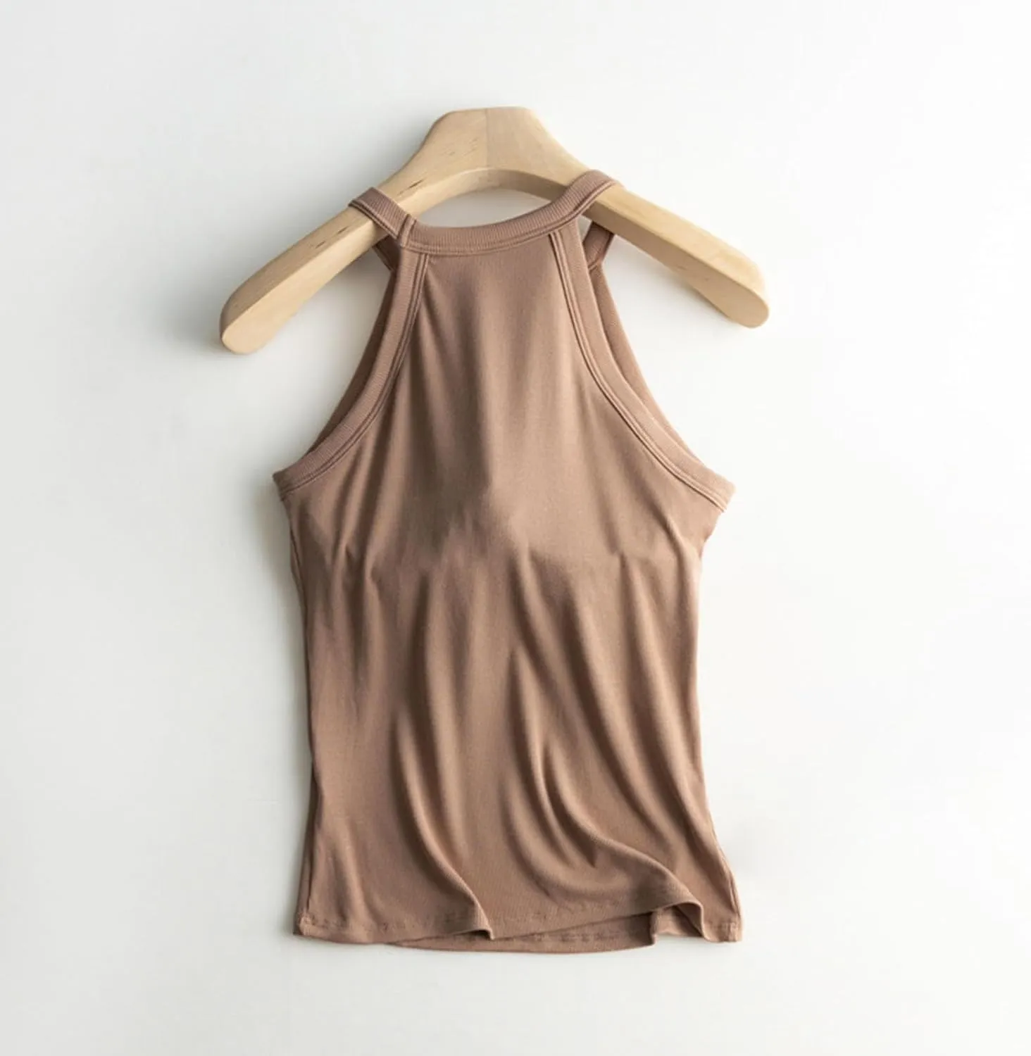 Heevina Tank Tops With Built In Bras For Women Halter Camisole Spaghetti Strap Cami Shelf Bra Vest Undershirts Shirt