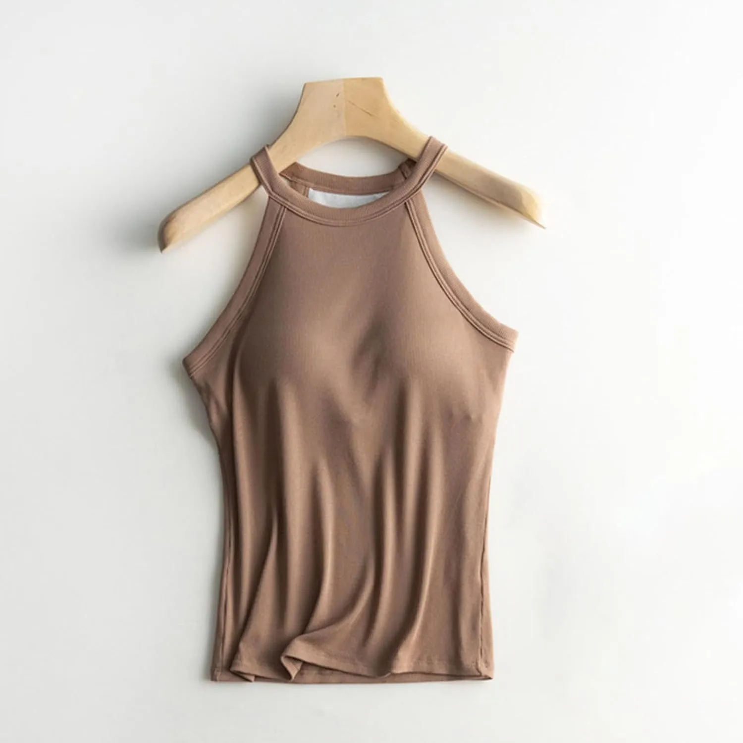 Heevina Tank Tops With Built In Bras For Women Halter Camisole Spaghetti Strap Cami Shelf Bra Vest Undershirts Shirt