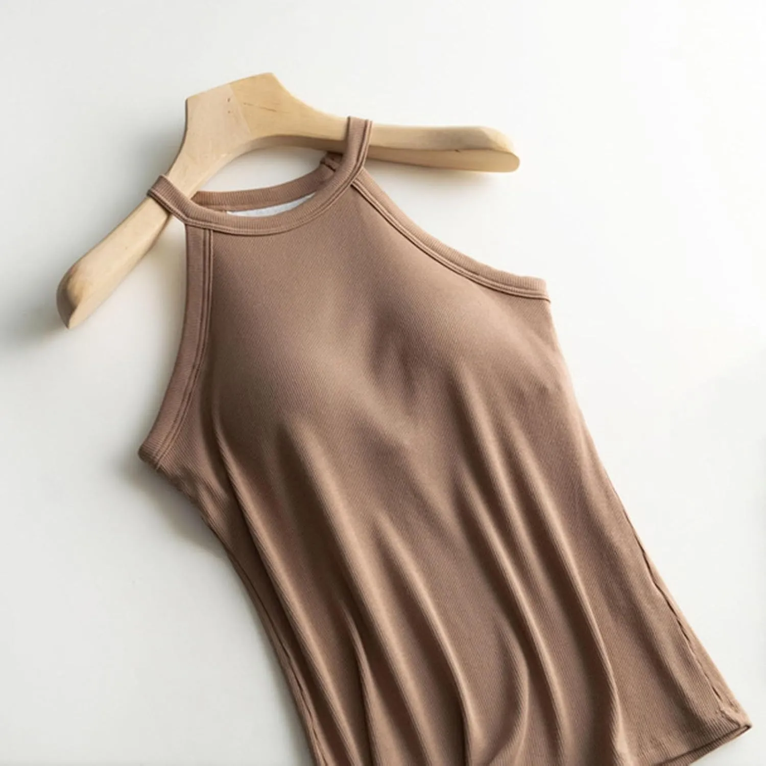 Heevina Tank Tops With Built In Bras For Women Halter Camisole Spaghetti Strap Cami Shelf Bra Vest Undershirts Shirt