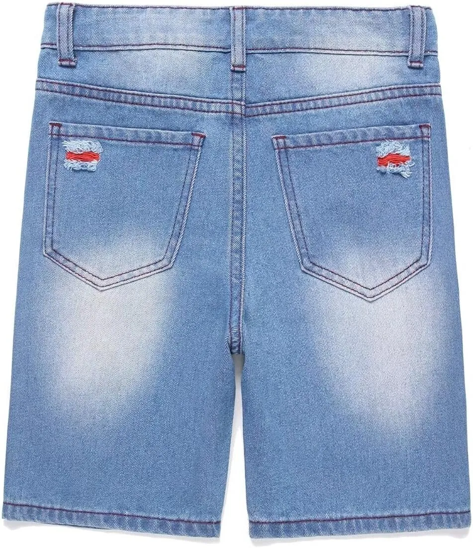 HENGAO Boys Ripped Denim Shorts Distressed Frayed Jean Shorts