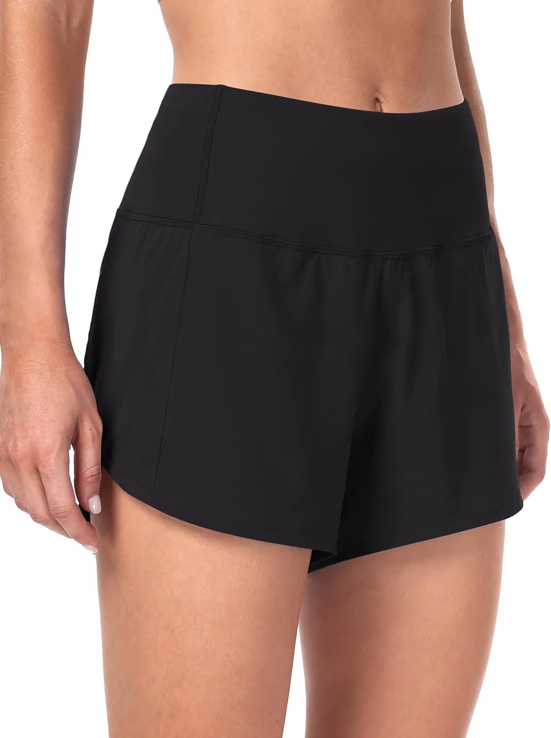 HeyNuts Focus Running Shorts for Women, High Waisted Athletic Shorts Lined Workout Shorts with Zipper Pocket 4"
