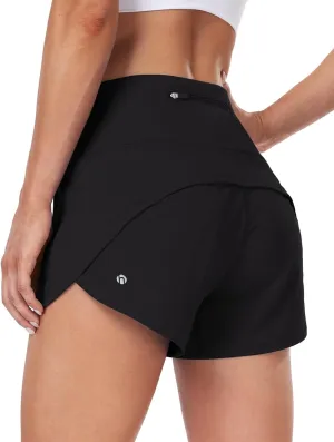 HeyNuts Focus Running Shorts for Women, High Waisted Athletic Shorts Lined Workout Shorts with Zipper Pocket 4"