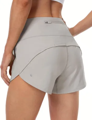 HeyNuts Focus Running Shorts for Women, High Waisted Athletic Shorts Lined Workout Shorts with Zipper Pocket 4"