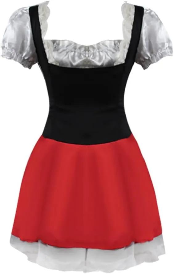 HGps8w Adult Women's Little Red Riding Hood Costumes Sexy Maid Outfit for Halloween Cosplay Party Accessory (Dress & Cloak)