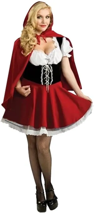 HGps8w Adult Women's Little Red Riding Hood Costumes Sexy Maid Outfit for Halloween Cosplay Party Accessory (Dress & Cloak)