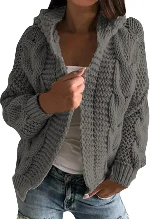 Holiday Hood Long Sleeve Sweater Ladies Cocktail Basic Hooded Regular Fit Windbreaker Women Knit Soft Solid
