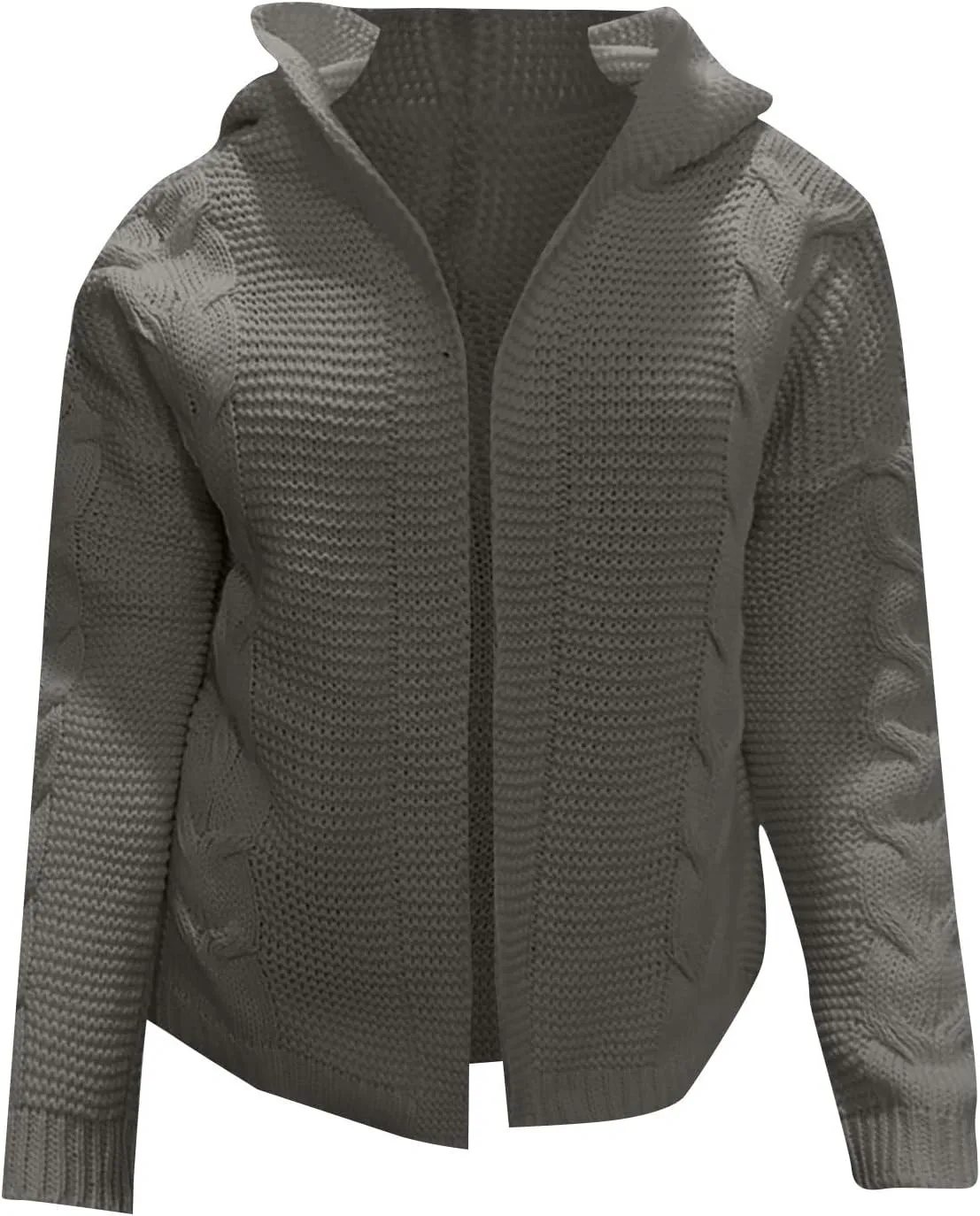 Holiday Hood Long Sleeve Sweater Ladies Cocktail Basic Hooded Regular Fit Windbreaker Women Knit Soft Solid