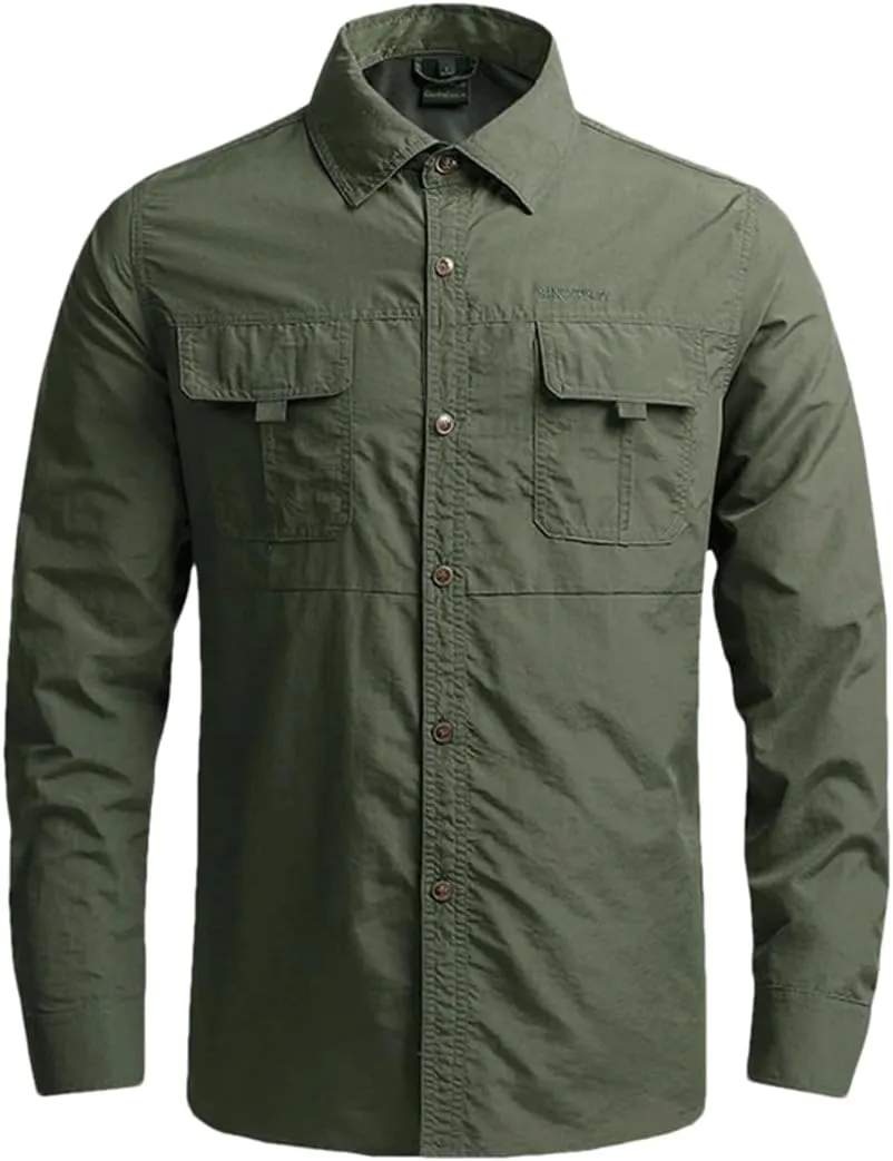 Hot Tactical Hiking Shirts Men Long Sleeve Cargo Work Shirt Summer Outdoor Quick-Dry Military Camping Hunting Fishing Work Shirt Long-EN8 Asian-M