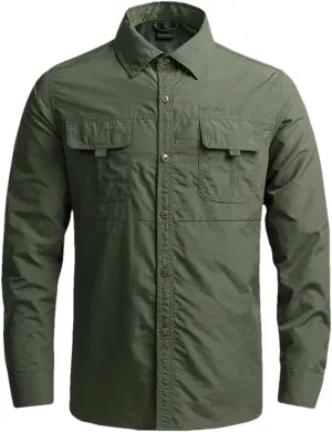 Hot Tactical Hiking Shirts Men Long Sleeve Cargo Work Shirt Summer Outdoor Quick-Dry Military Camping Hunting Fishing Work Shirt Long-EN8 Asian-M