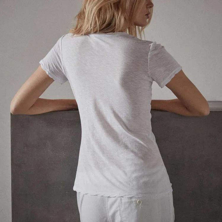 James Perse Sheer Slub Casual V-Neck Final Clearance