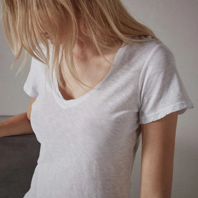James Perse Sheer Slub Casual V-Neck Final Clearance