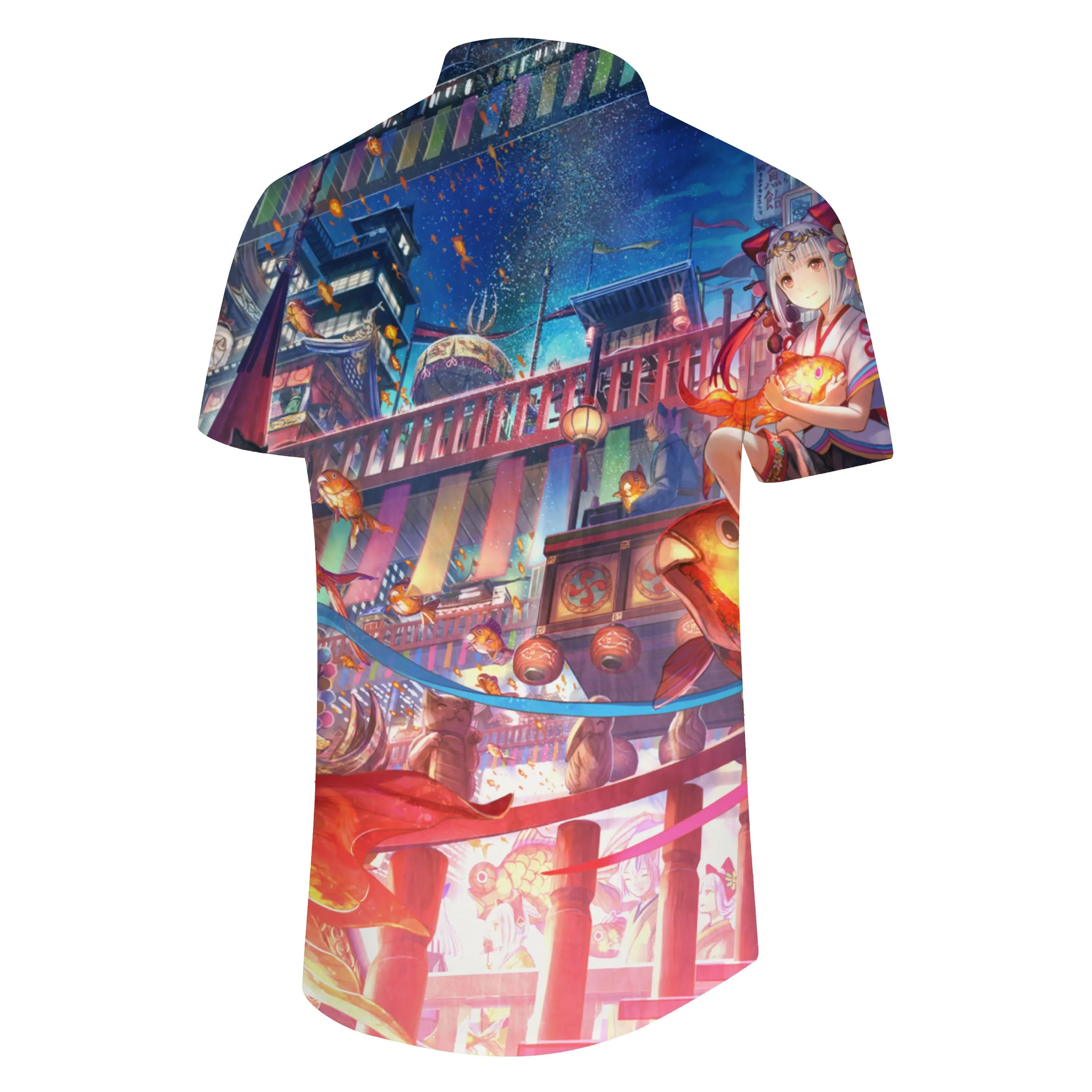 Japanese Cartoon Anime Casual Men's Shirt Tropical Hawaii Daily Short Sleeve Shirt Street Button Lapel Top