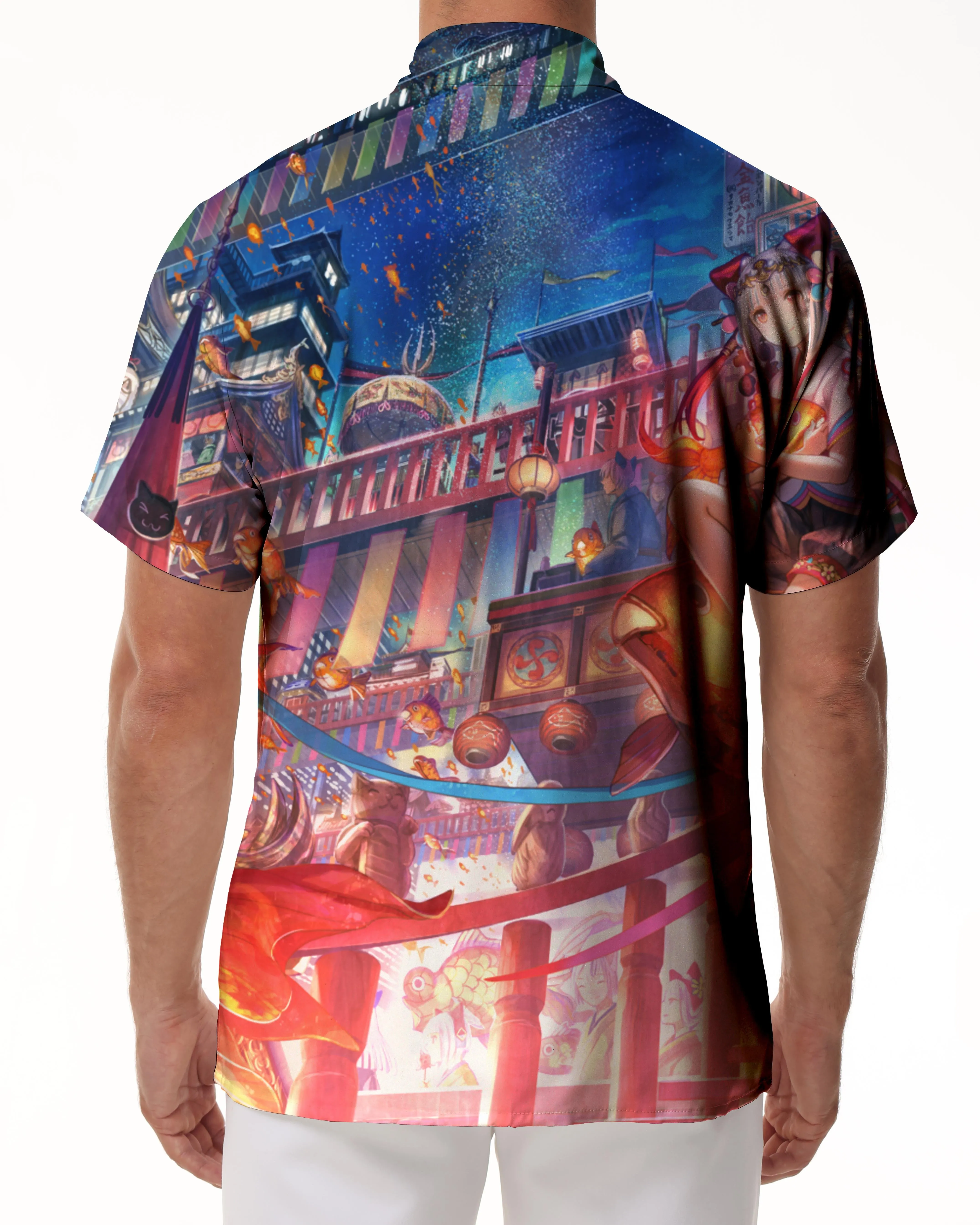 Japanese Cartoon Anime Casual Men's Shirt Tropical Hawaii Daily Short Sleeve Shirt Street Button Lapel Top