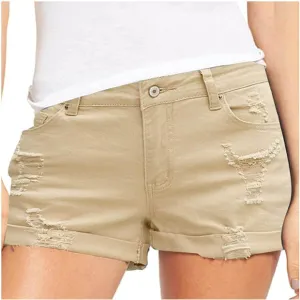 Jean Shorts Womens High Waisted Bermuda Shorts Petite Length Frayed Hem Denim Hot Pants Vacation Beach Shorts