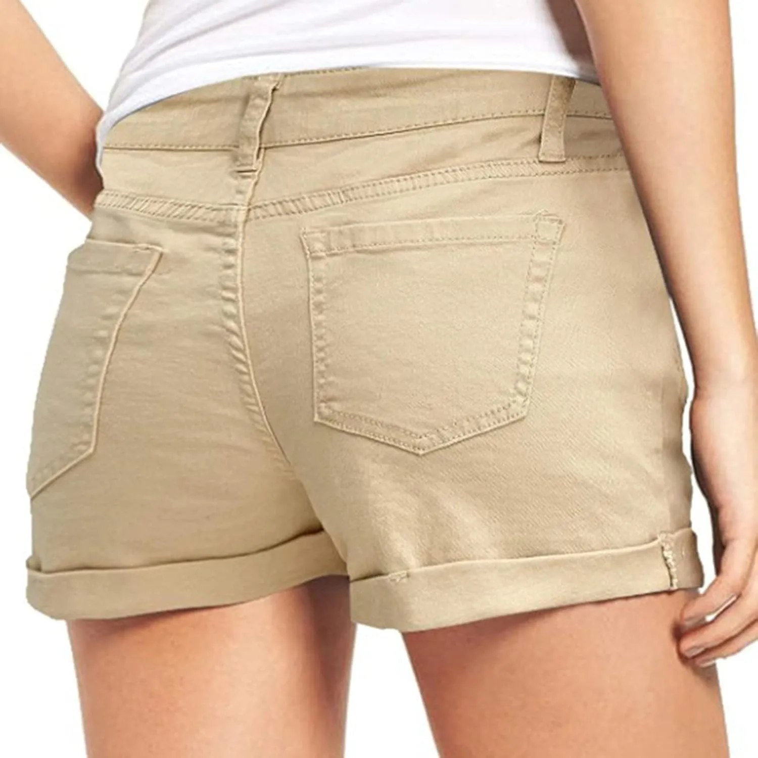 Jean Shorts Womens High Waisted Bermuda Shorts Petite Length Frayed Hem Denim Hot Pants Vacation Beach Shorts