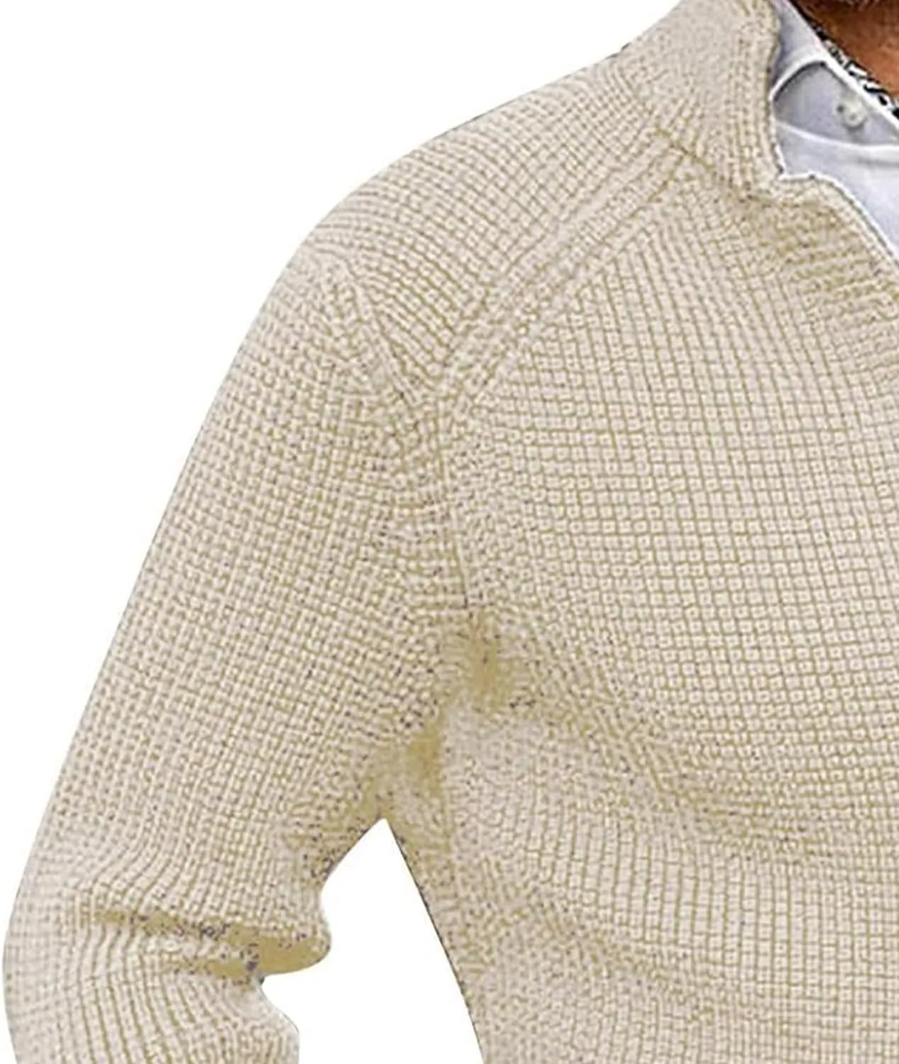 JEsilunmaMY Mens Solid Color Waffle Knit Cardigan Casual Button Up Pocket Blazer Jacket Fall Winter Slim Fit Sweater Coat
