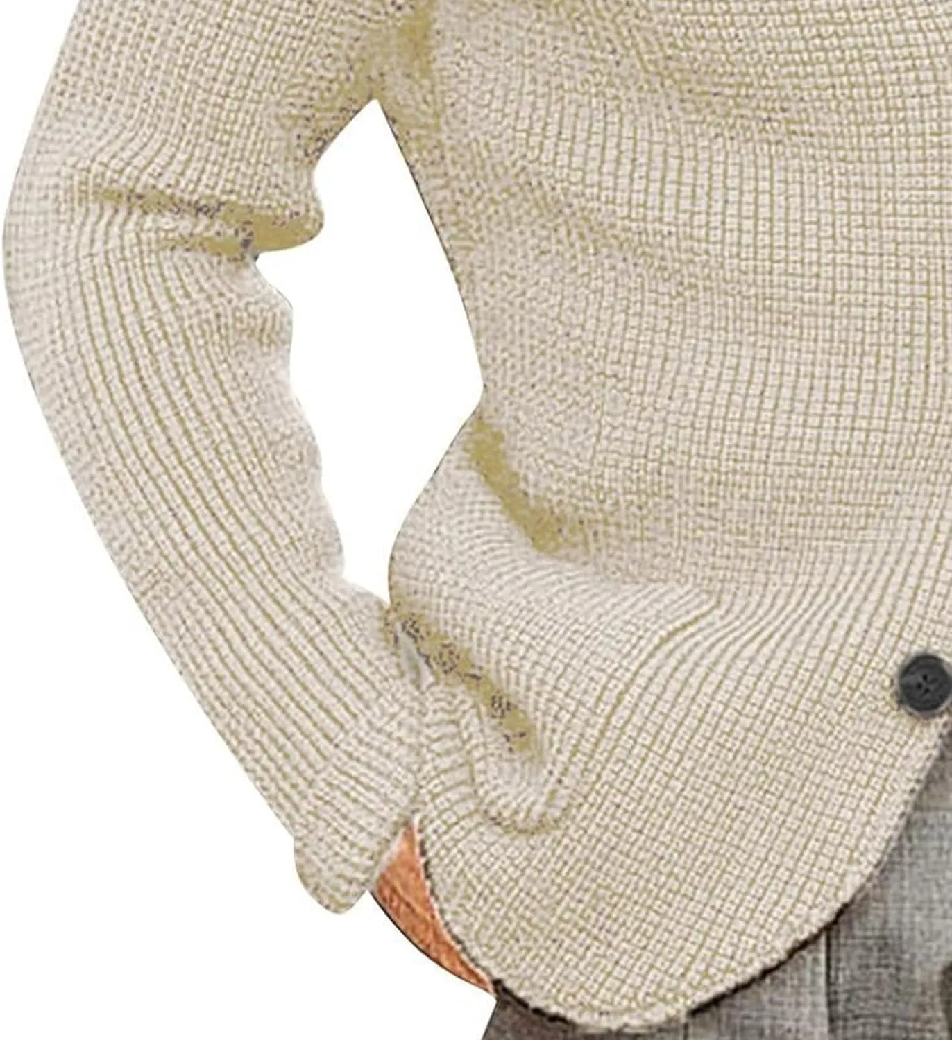 JEsilunmaMY Mens Solid Color Waffle Knit Cardigan Casual Button Up Pocket Blazer Jacket Fall Winter Slim Fit Sweater Coat