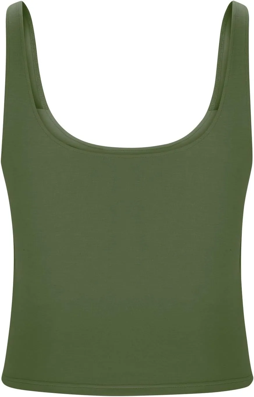 JIEMUXIU Built in Bra Tank Tops for Women 2025 Casual Scoop Neck Sleeveless Tees Basic Workout Top Camisole Undershirts