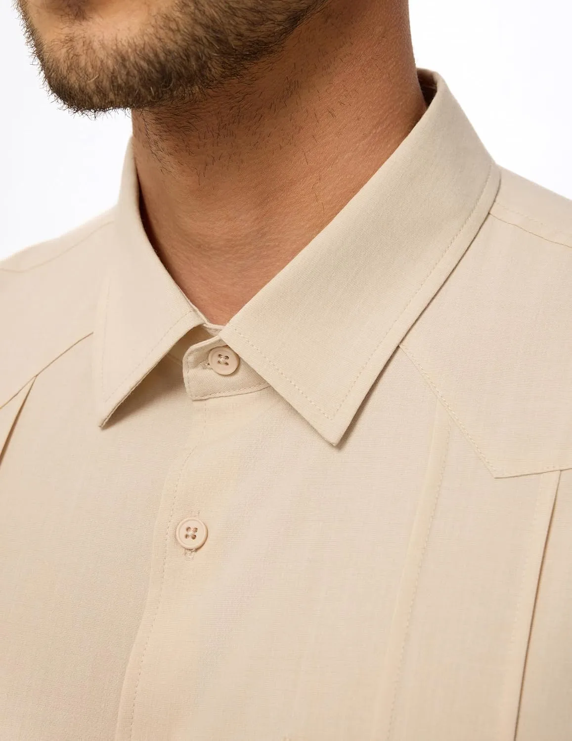 JMIERR Mens Guayabera Shirt Short Sleeves Casual Button Down Shirt Summer Beach Wedding Shirts with Pocket