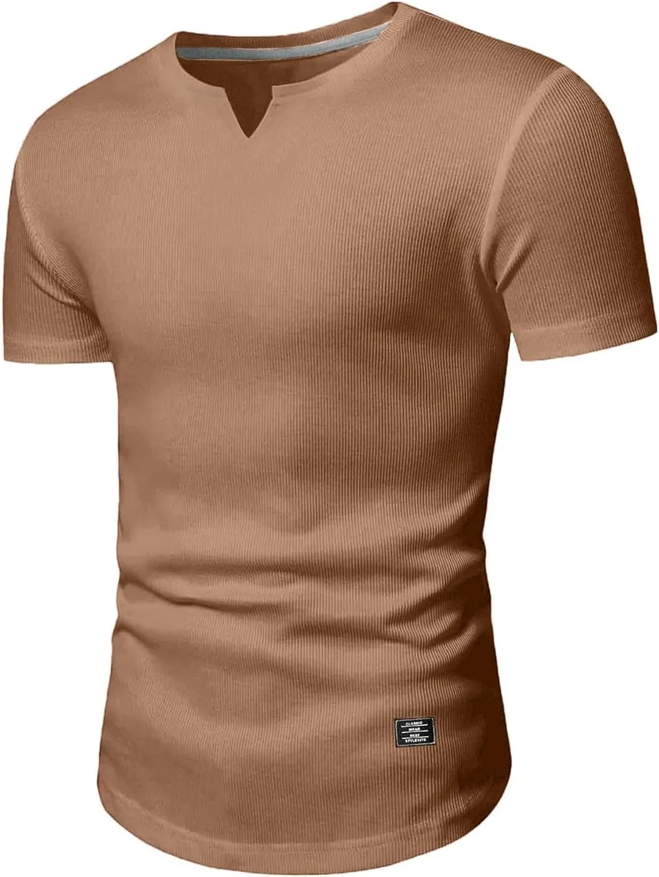 JMIERR Mens Muscle Slim T Shirt V-Neck Longline Henley Shirt Gym Workout Athletic Tee Shirts