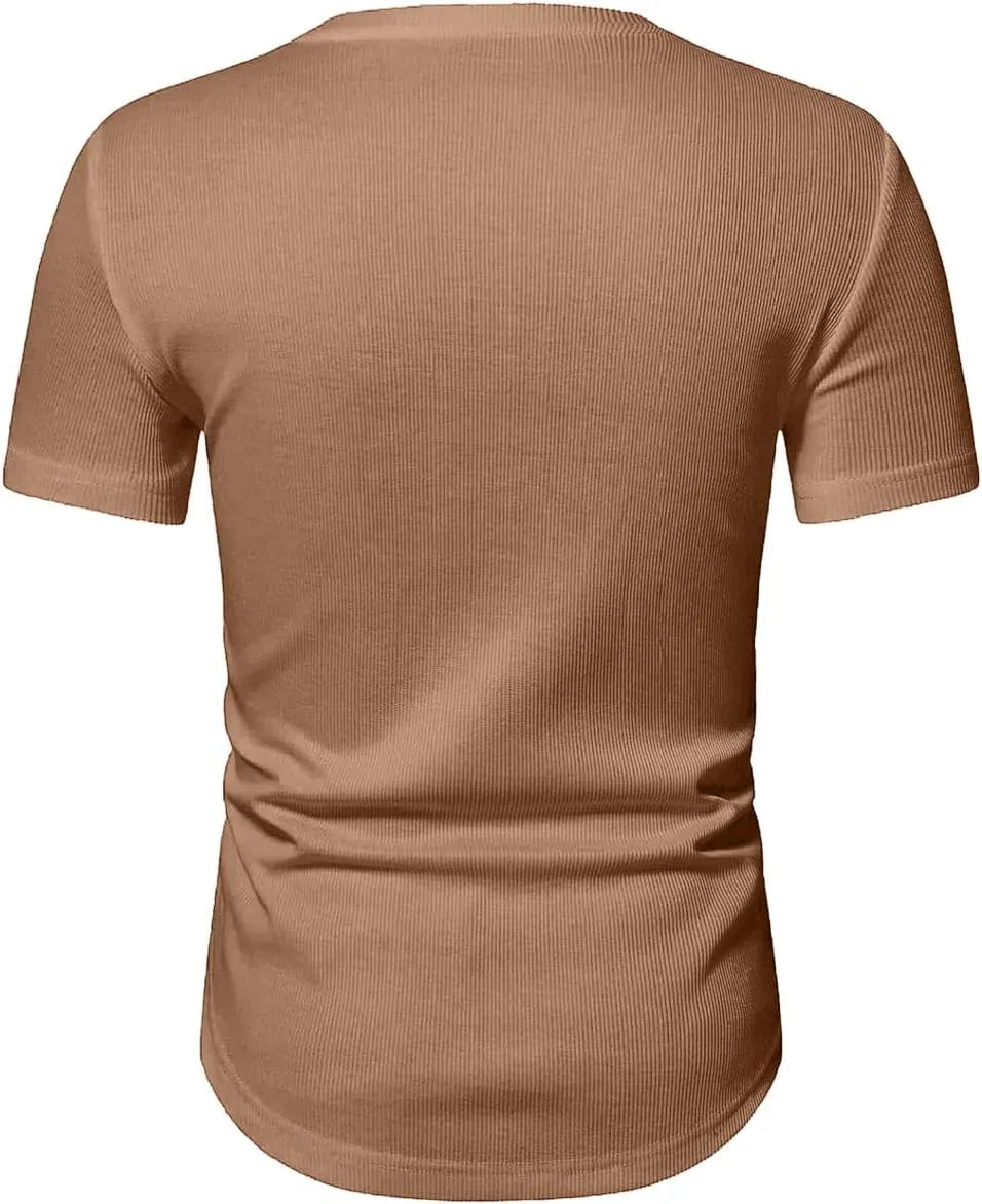 JMIERR Mens Muscle Slim T Shirt V-Neck Longline Henley Shirt Gym Workout Athletic Tee Shirts