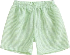 Karuedoo Toddler Baby Boy Girl Shorts Gingham Plaid/Seersucker Shorts Summer Casual Elastic Waist Shorts Pants Bottoms