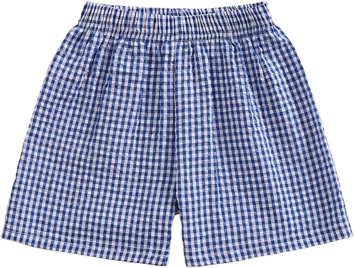 Karuedoo Toddler Baby Boy Girl Shorts Gingham Plaid/Seersucker Shorts Summer Casual Elastic Waist Shorts Pants Bottoms